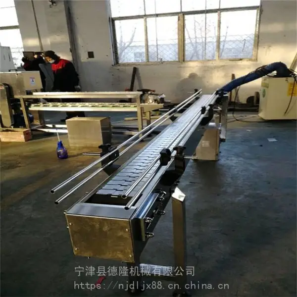 德隆定制饮料瓶输送机塑料链板输送机平顶链传送带玻璃瓶输送线