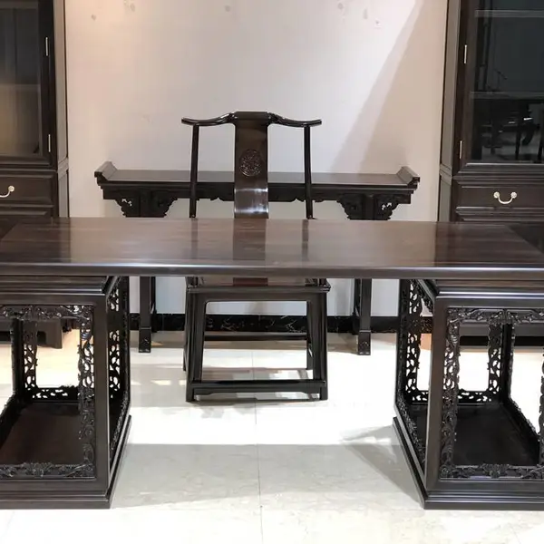 红木家具 毛笔字书写台 写字台桌椅组合 明式家具紫光檀画案