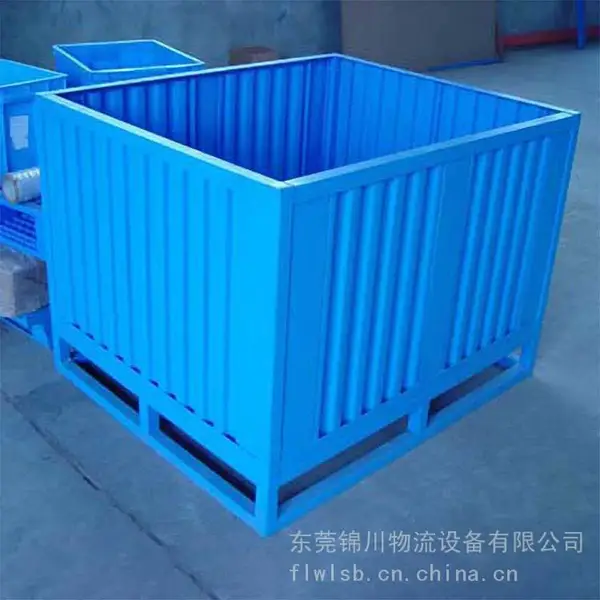 东莞锦川非标仓储钢制物料周转箱 移动堆垛菱形网格铁箱定制厂商