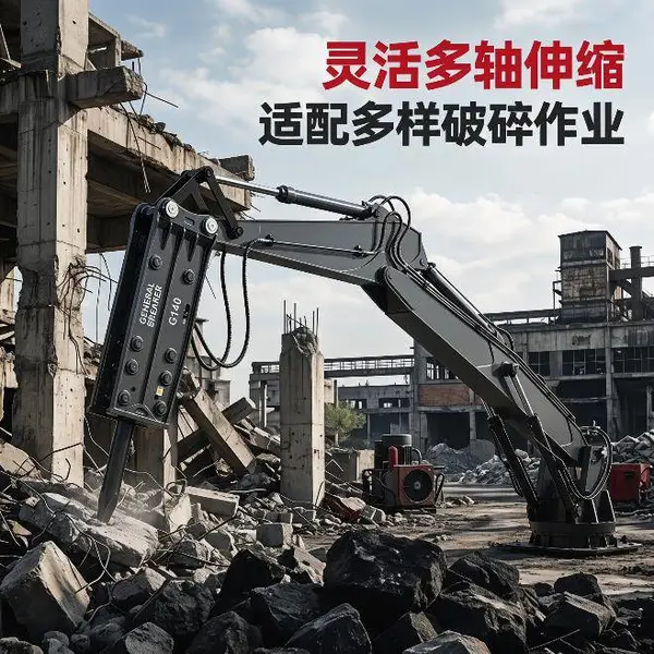 加厚耐磨挖机破碎臂矿山开采单钩破碎臂 远程遥控液压破碎臂消除人工下仓破碎安全隐患