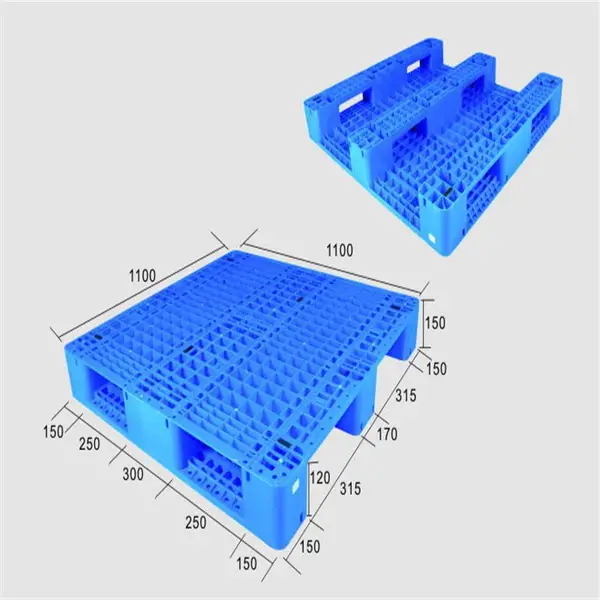 蓝色网格田字塑料托盘库房塑料垫板工业栈板运输物流网格九脚托盘