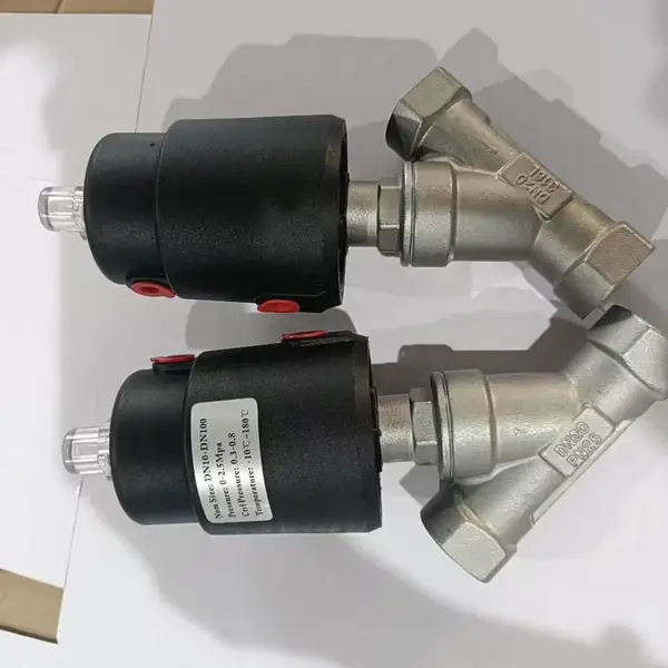 气动角座阀10P-DN65角座阀304不锈钢双作用气动开关阀塑料头