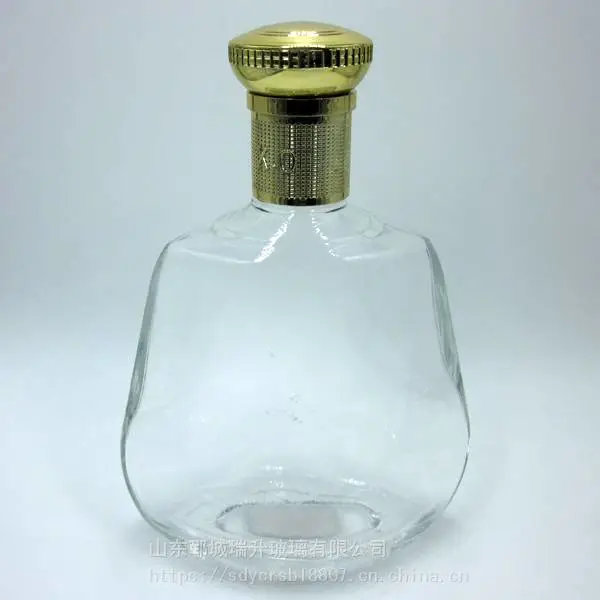 酒瓶定制水晶玻璃瓶700ml可烤花配木塞瓶塞山东瑞升玻璃瓶厂家生产晶白料洋酒瓶