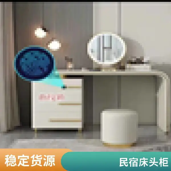 轻奢智能无线充电床头柜恒温杯现代简约岩板全实木皮质卧室床边柜