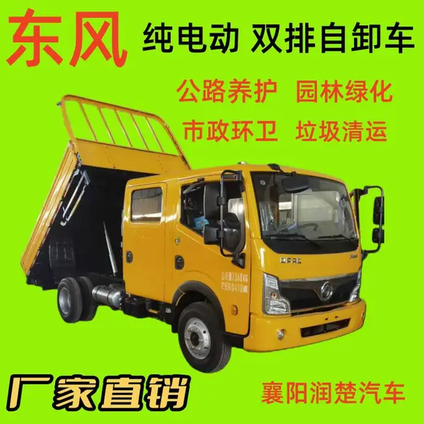 东风小型双排自卸式垃圾车 多用途双排栏板轻卡货车 电动客货工程车