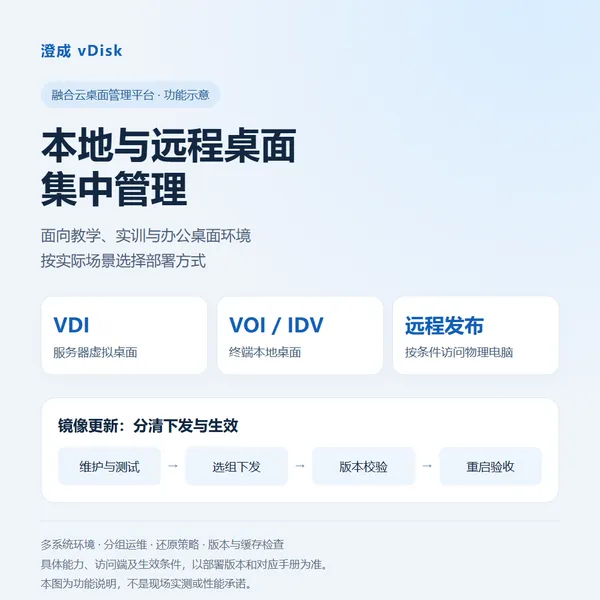 澄成vDisk融合云桌面管理平台 VDI VOI IDV集中运维