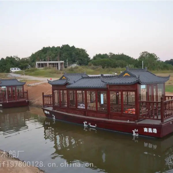 广泰木船厂家供应 湖南荷塘画舫船价格 水上餐厅休闲观光客船