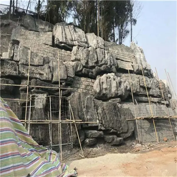 深圳大型假山 人工假山瀑布承包商 塑石假山驳岸施工厂家