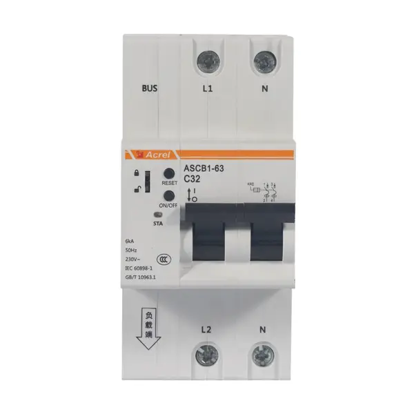智能微型断路器ASCB1-63-C32-2P导轨式配RS485通讯数据测量温度监测