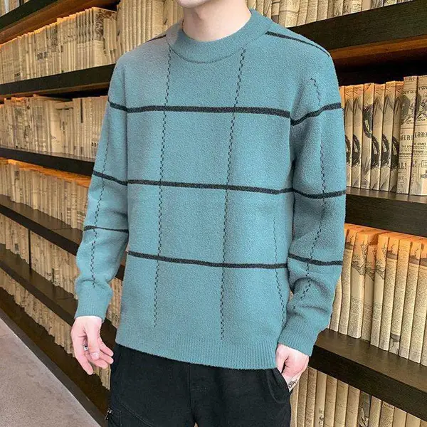 套头纯色羊毛衫男式东莞便宜T恤批发高质丝光棉圆领男长袖