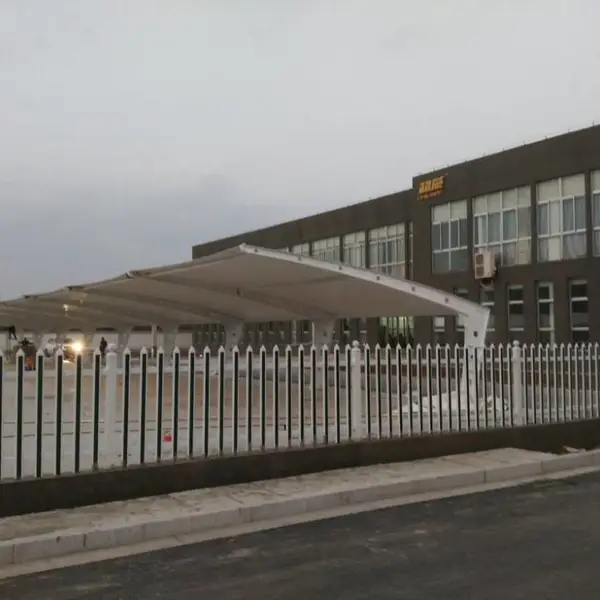 公交候车亭防雨水通道大型膜结构 小区门口棚 T字型车棚