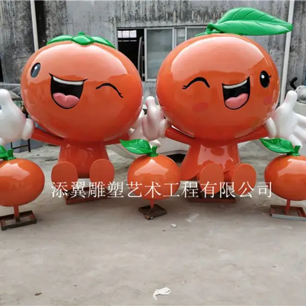 四会玻璃钢红柑橘子形象卡通玩偶雕像陪你简直萌死个人惹!