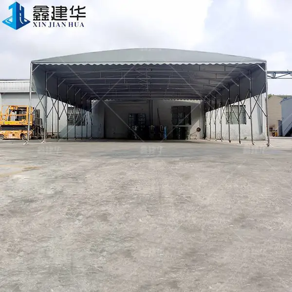 户外半包围伸缩推拉遮阳篷移动仓库活动雨蓬 整套电动伸缩布雨棚