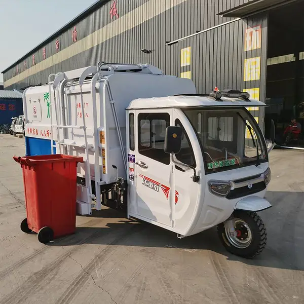 卡博恩 电动三轮五立方挂桶垃圾车 自装自卸压缩 新能源垃圾收集车