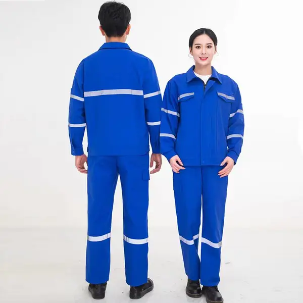 春秋加油站纯棉工作服套装定制 环卫物流存储安保物业劳保服W7