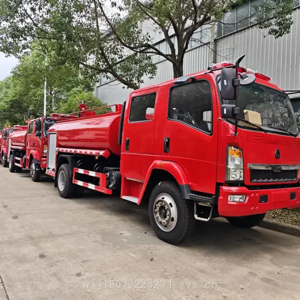 重汽HOWO豪沃双排座批量出口型消防洒水车 消防救援绿化洒水