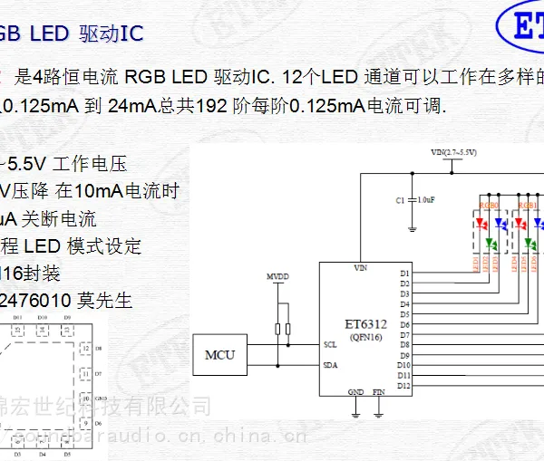 ET6312力芯微推出4路恒电流 RGB LED 驱动IC