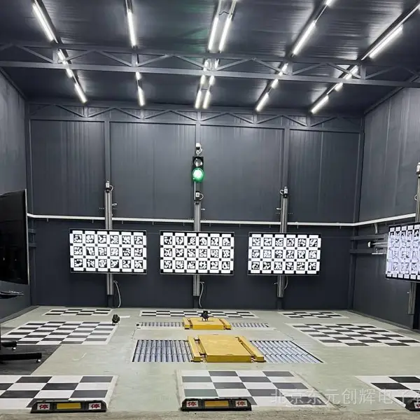 智能汽车标定间内部设施搭建,标定间建设,汽车测试工位间,标定板全站仪测绘。