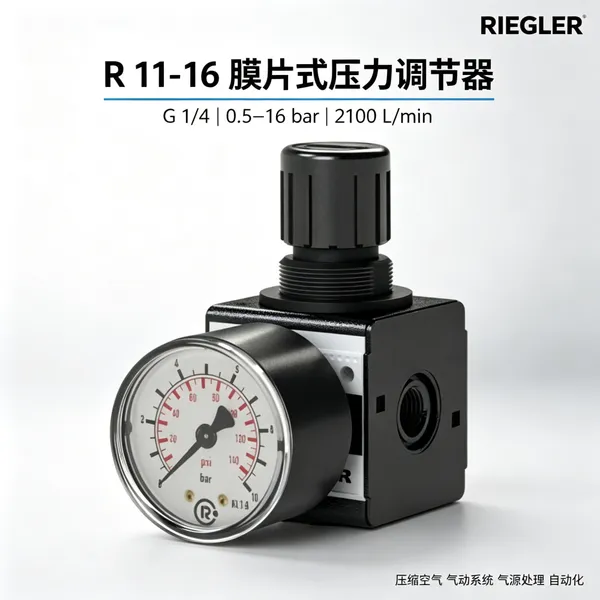 德国RIEGLER R 11-16压力调节器 0.5-16bar 多功能气源处理用
