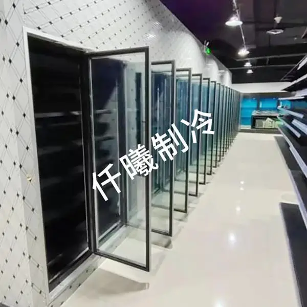 可自动回弹门不锈钢门把手电加热玻璃自动补货层架后补式冷库展示柜