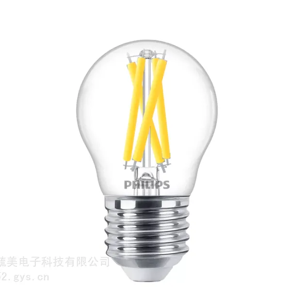 飞利浦玻白炽烛光小球灯MAS LEDLusterDT3.5-40W E27 927 P45CL G