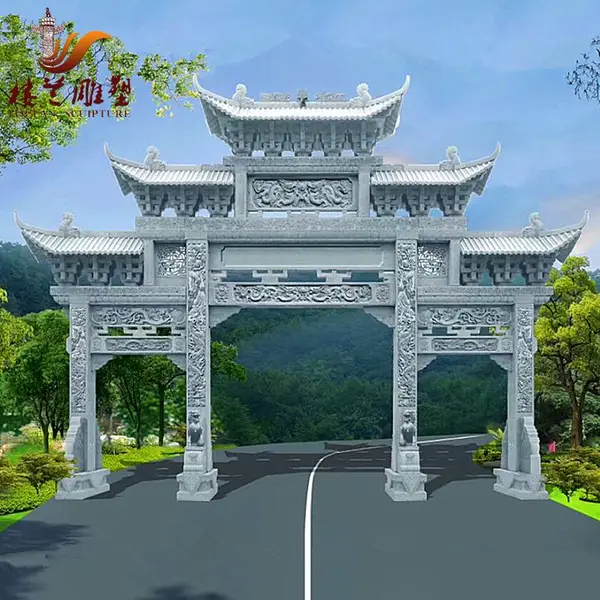 花岗岩石牌坊 汉白玉山门 嘉祥勤缘石雕牌楼