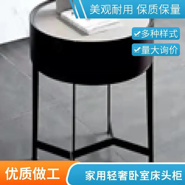 简约现代实木床头柜批发公寓酒店卧室香槟色烤漆床边收纳柜厂家