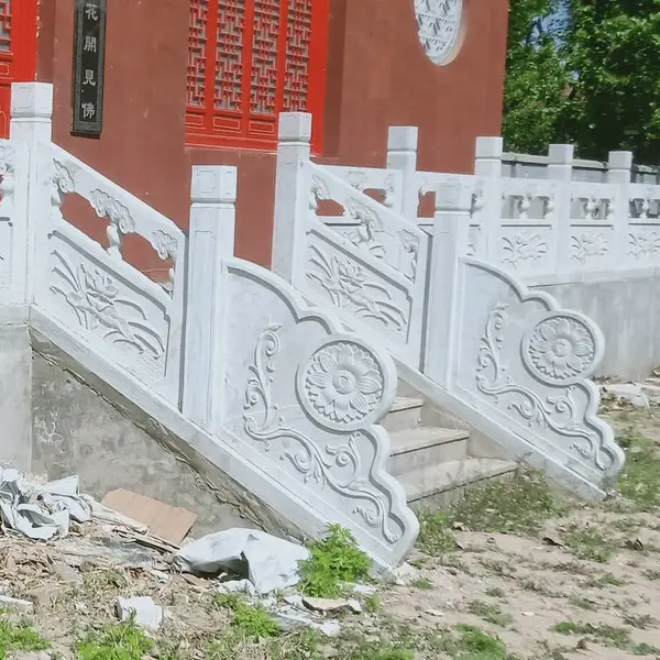 石雕栏板 护栏 天然草白玉栏杆 大理石围栏 护栏 楼梯扶手栏杆