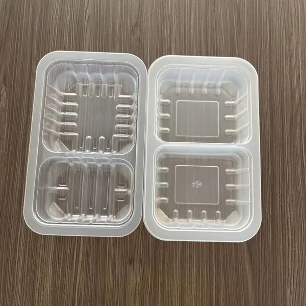 双格锁鲜一次性气调盒 生鲜肉品果蔬分区存放 食品级PP材质塑料托盘