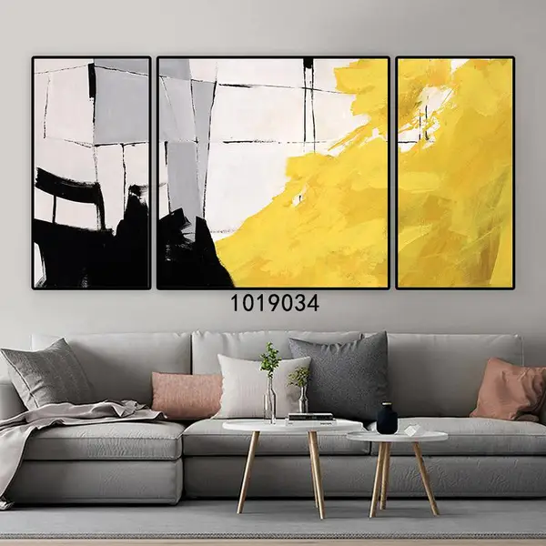 客厅装饰画沙发背景墙三联画现代简约大气晶瓷画墙画壁画轻奢挂画