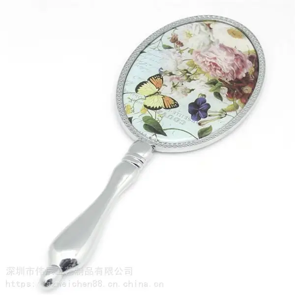 锌合金手柄化妆镜 韩版复古风格化妆镜 品牌化妆品礼品金属镜子