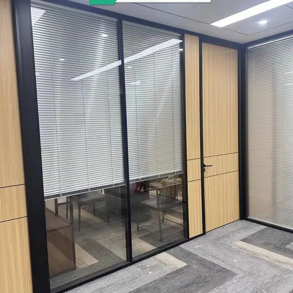 广东办公玻璃隔断 双层内置百叶隔断 防火玻璃隔断上门测量安装