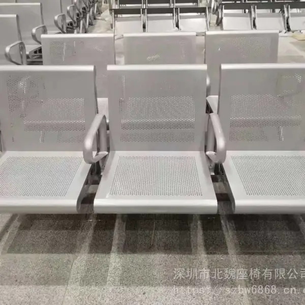 供应顺德烤漆三人位钢制排椅 带水杯架待候椅 带水杯架候诊椅