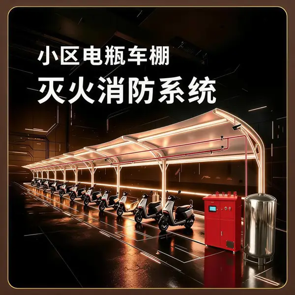 尚册学校小区物业电动自行车棚充电桩全自动灭火装置消防系统户外喷淋
