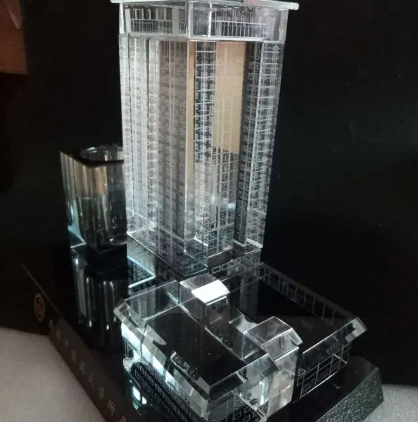 西安水晶内雕模型摆件 水晶块内雕刻立体模型工艺品