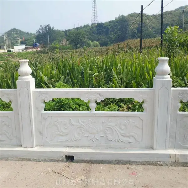 石雕汉白玉栏杆大理石栏板河道桥护栏中式围栏桥栏杆