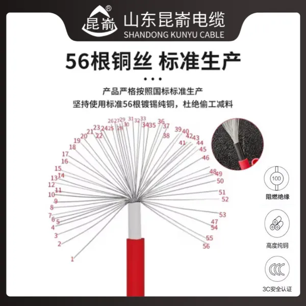 昆嵛牌 太阳能光伏线 PV1-F 耐候 户外光伏电缆 文登电缆厂生产