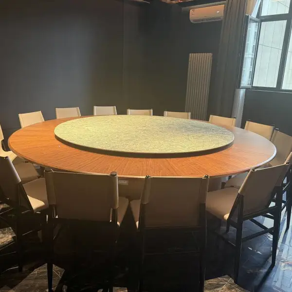 宴会厅大包间多人圆桌 E0 级板材稳固耐用可来图定做