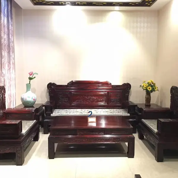 明清古典款客厅家具富贵满堂沙发大果紫檀沙发厂家直销印尼黑酸枝同款