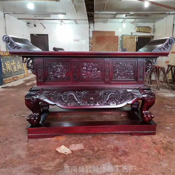 寺院大型供桌 香樟木雕刻元宝桌 寺庙佛台供桌