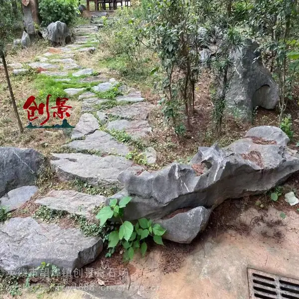 太湖石假山流水景观-黑色太湖石茶几定制-大型英德太湖石景观石