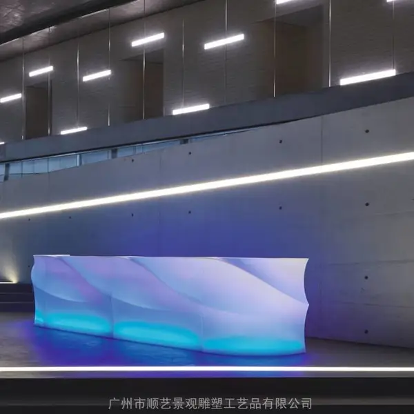 异形前台玻璃钢 简约现代大堂接待台 售楼部服务台吧台定制