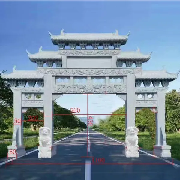 石头门楼-古建门楼-石雕牌坊厂家定做-曲阳县聚隆园林雕塑