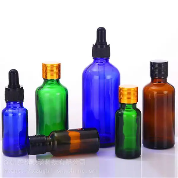 供应透明蓝色棕色玻璃精油瓶 香水瓶 滴管滚珠瓶玻璃空瓶 日化包装玻璃瓶 支持定制