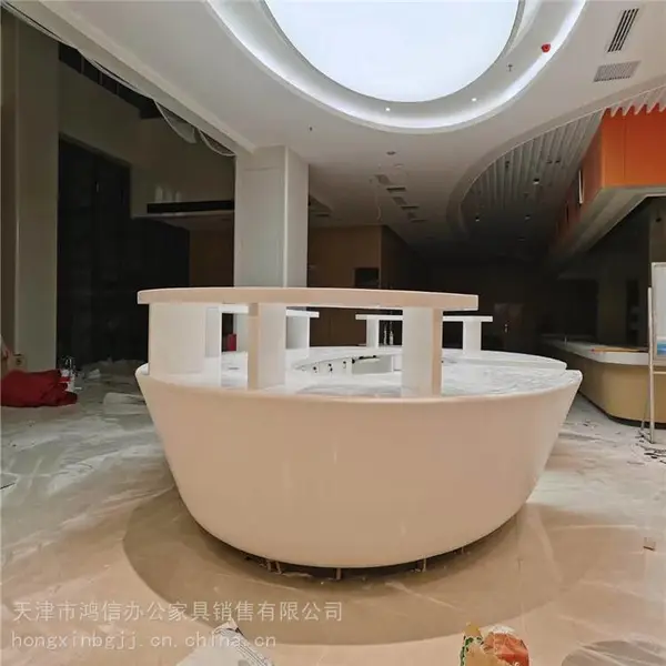 天津前台桌定做,多功能前台桌 带抽屉置物架 烤漆亮面款