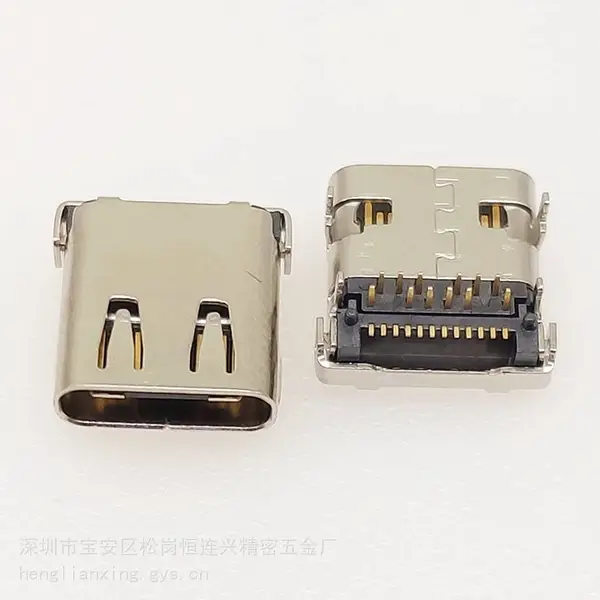 TYPE-C 24P����9.87ĸ�� ǰ�����ʽDIP+SMT�������ӿ�