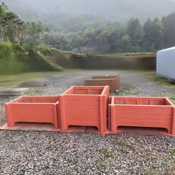 中珺城市道路花草种植圆形花桶 景区景点园林水泥仿木花箱