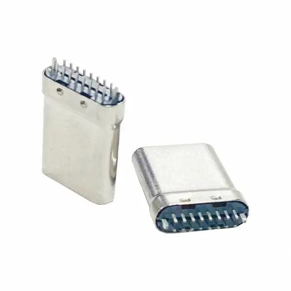 Type-C 16P 夹板拉伸公头 立式直插DIP 高度H=10.67mm
