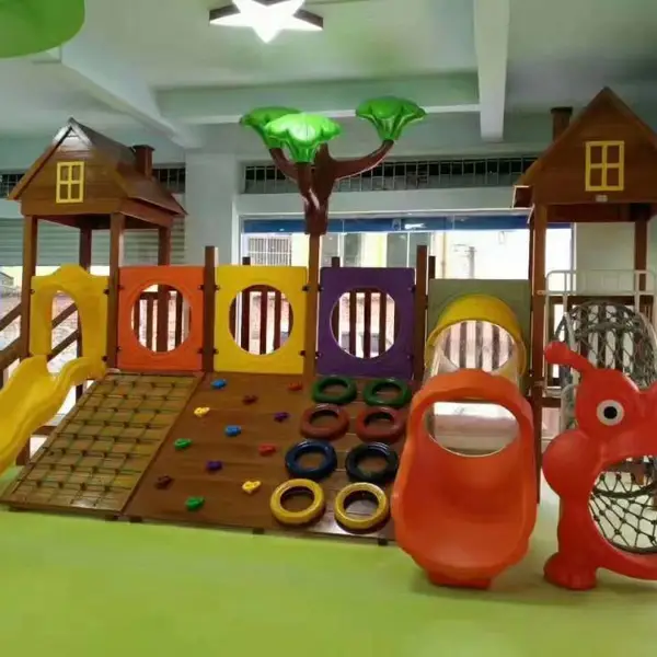 幼儿园大型木质攀爬架滑梯组合户外儿童木制荡桥钻洞感统训练玩具