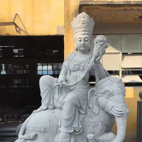 石雕观音汉白玉观音大型文殊普贤菩萨石雕***景区***佛像雕刻